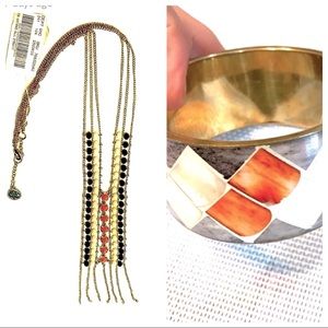 New Dillards Necklace and Royal Standard Brass Bracelet coral and black